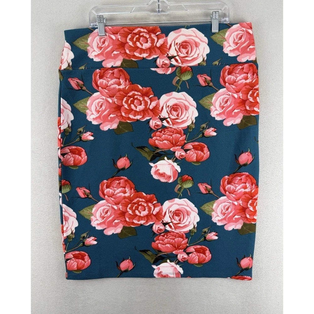 LuLaRoe‎ Women's Plus Sz 3XL Cassie Floral Business Stretch Casual Pencil Skirt - Picture 3 of 8